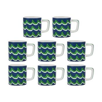 8PK La Cafetiere Ceramic Espresso Drinking Mug Cup Blue Cyan Tides 120ml