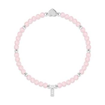 Life Charms Healing Stones Bracelet Rose Quartz Pink Silver 17.5cm