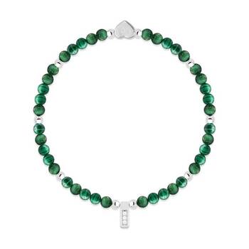 Life Charms Healing Stones Malachite Bracelet Green Silver 17.5cm