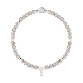 Life Charms Healing Stones Labradorite Bracelet Grey Silver 17.5cm