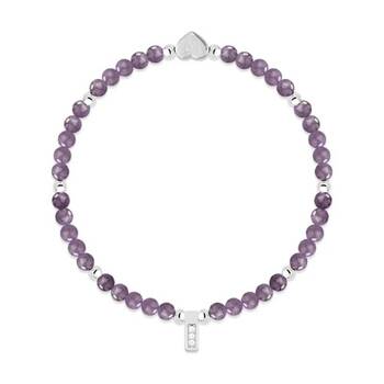 Life Charms Healing Stones Amethyst Bracelet Purple Silver 17.5cm