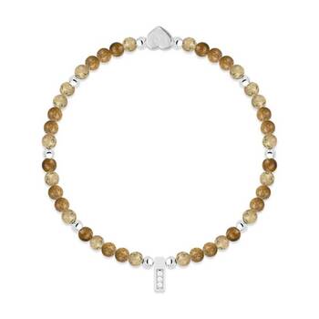 Life Charms Healing Stones Picture Jasper Bracelet Brown Silver 17.5cm