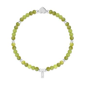 Life Charms Healing Stones Peridot Bracelet Green Silver 17.5cm