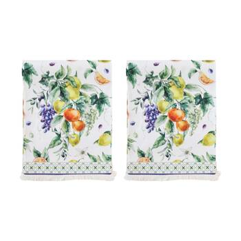 2PK LVD Mediterranean Rectangular Polyester Table Runner W/ Fringing 180x33cm