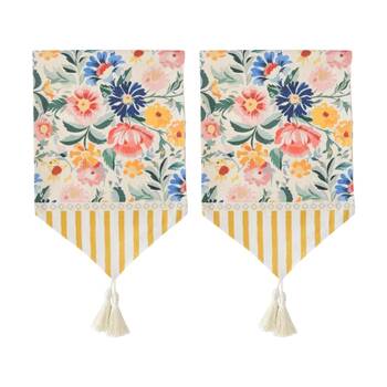2PK LVD Country Garden Rectangular Polyester Table Runner W/ Tassels 180x33cm