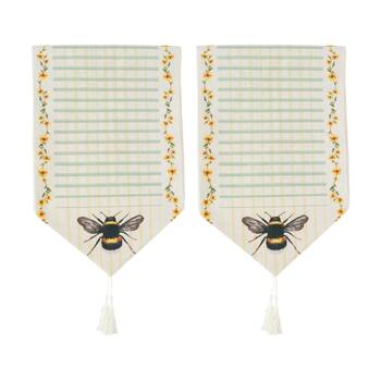 2PK LVD Bee Rectangular Polyester Table Runner Dining Decor W/ Tassels 180x33cm