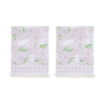 2PK LVD Pretty Bunnies Rectangular Polyester Table Runner W/ Fringing 180x33cm
