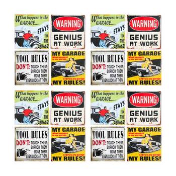 4x 4pc LVD Glossy Ceramic Vintage Garage Tools Coaster Set Tableware 10x10cm