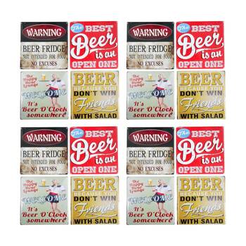 4x 4pc LVD Glossy Ceramic Vintage Beer Square Coaster Set Tableware 10x10cm