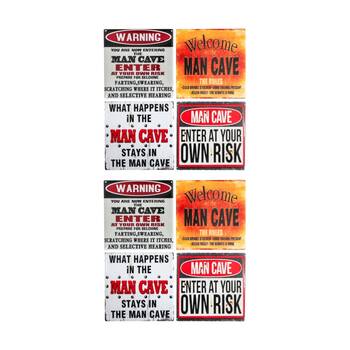 2x 4pc LVD Glossy Ceramic Retro Man Cave Square Coaster Set Tableware 10x10cm