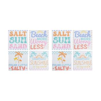 2x 4pc LVD Beach Sayings Sealed Square Ceramic Coaster Set Tableware 10x10cm
