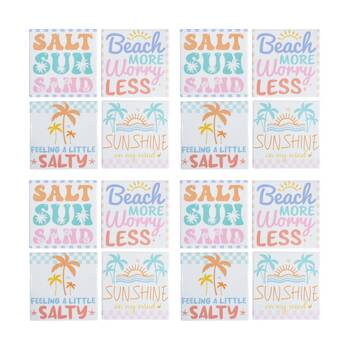 4x 4pc LVD Beach Sayings Sealed Square Ceramic Coaster Set Tableware 10x10cm