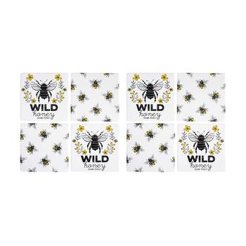 2x 4pc LVD Decorative Wild Bees Ceramic Square Drink Coasters Home Decor 10x10cm