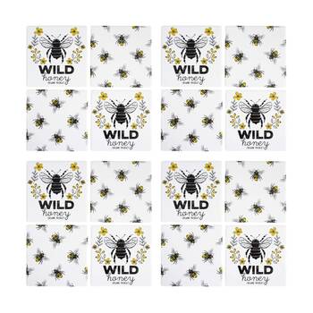4x 4pc LVD Decorative Wild Bees Ceramic Square Drink Coasters Home Decor 10x10cm