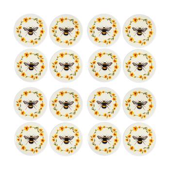 4x 4pc LVD Decorative Bee Country Ceramic Round Drink Coasters Decor 10x10cm