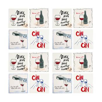 4x 4pc LVD Decorative Wine Not Ceramic Square Drink Coasters Home Decor 10x10cm