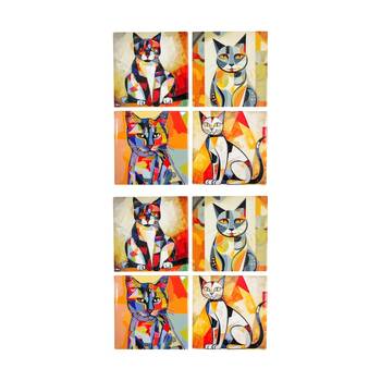 2x 4pc LVD Decorative Picatsso 2 Ceramic Square Drink Coasters Decor 10x10cm