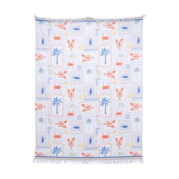 LVD Blue/Red Microfibre Lobster Beach Towel Extra Large 150x200cm