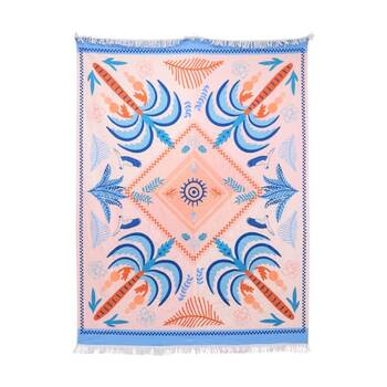LVD Blue/Red Microfibre Palmetto Palm Tree Beach Towel Extra Large 150x200cm