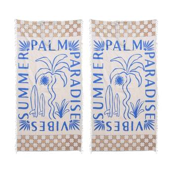 2PK LVD 2-in-1 Palm Paradise Summer Vibes Microfibre Beach Towel & Bag 90x180cm