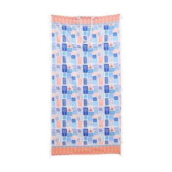 LVD 2-in-1 Blue/range Summer Tiles Microfibre Beach Towel & Bag 90x180cm