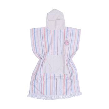 LVD Blue/Pink Stripe Adult Microfibre Poncho Towel W/ Pockets 80x110cm