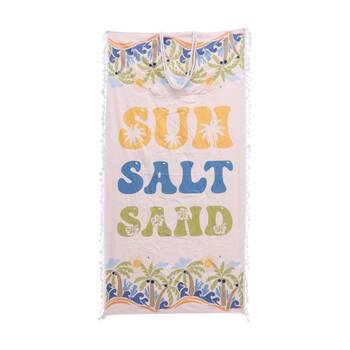 LVD 2-in-1 Surf Salt Sand Blue Kids Microfibre Towel & Tote Bag 70x140cm