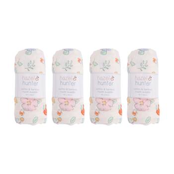 4PK LVD Cotton/Bamboo Muslin Baby Wrap Strawberry Fields 100x100cm