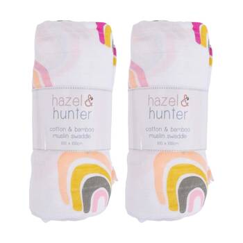 2PK LVD Cotton/Bamboo Muslin Children/Baby Wrap Rainbow 110x110cm