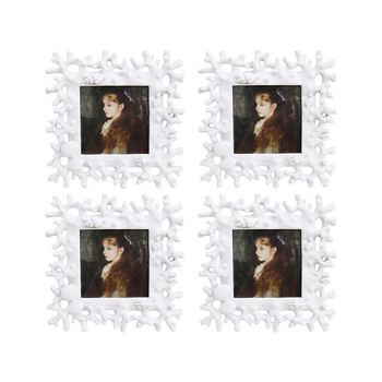 4PK LVD Textured Coastal Coral 4x4 Resin Luxe Photo Frame Home Decor 18x18x2.5cm