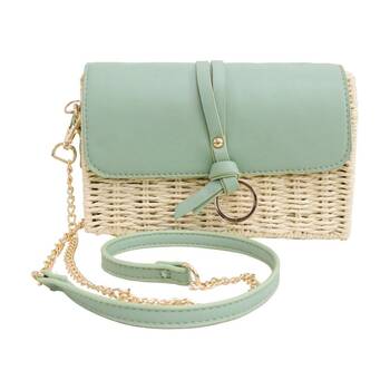 LVD Womens Sage Green Aurelia Woven Handbag W/ Strap 20x13cm