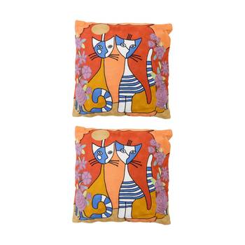 2PK LVD Picasso Cat Pair Decorative Home/Living Decor Cushion/Pillow 45x45cm