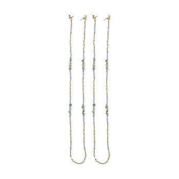 2PK LVD Multicoloured Shell/Beaded Sunglasses/Glasses Chain 80cm Assorted