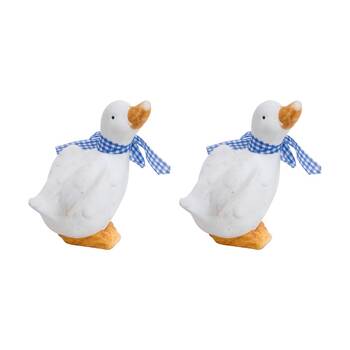 2PK LVD Duey Duck Decorative Ornament White Indoor/Outdoor Decor 11x8.5x7.5cm