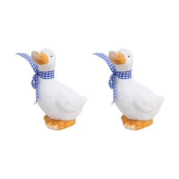 2PK LVD Huey Duck Decorative Ornament White Indoor/Outdoor Decor 11x8.5x7.5cm