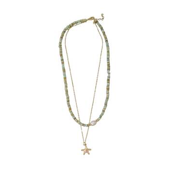 LVD Womens Coastal-Inspired Pearl Starfish Jewellery Necklace Multicolour