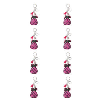 8PK LVD Kids Sparkly Pink Pineapple Keyring/Bag Hanger 6x8x2.5cm