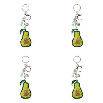 4PK LVD Kids Green Avocado Keyring/Bag Hanger Accessory 7.5x4.5x2.5cm