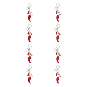 8PK LVD Kids Red Chilli & Rhinestone Keyring/Bag Hanger Accessory 7x3x1.5cm