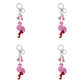 4PK LVD Kids Pink Flamingo Keyring/Bag Hanger Accessory 4.5x8.5x2cm