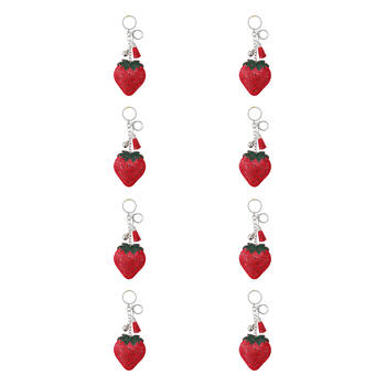 8PK LVD Kids Red Strawberry Keyring/ Bag Hanger Accessory 6.5x7x2.5cm
