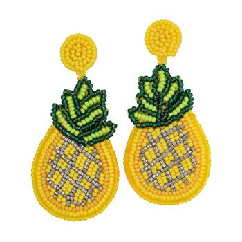 LVD Womens Beaded Pineapple Earrings W/ Stainless Steel Fittings Multicolour