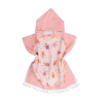 LVD Toddler/Children Microfibre Towel Poncho Pink Turtles 50x50cm
