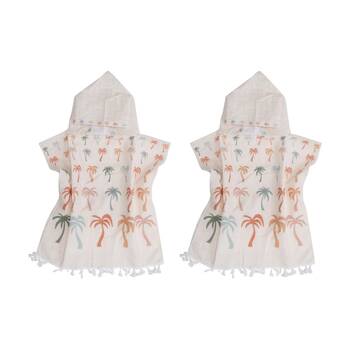 2PK LVD Toddler/Children Microfibre Towel Poncho Palm Row 50x50cm