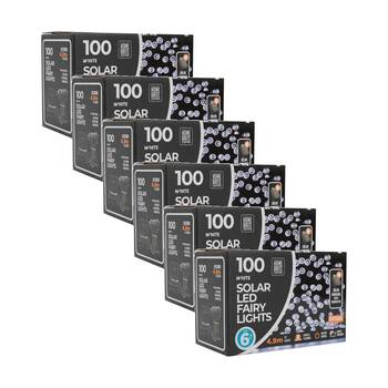 6x 100pc Home Brite Outdoor LED Solar Fairy String Lights 4.9 Metres White