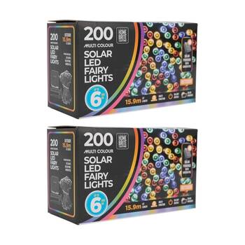 2x 200pc Home Brite Outdoor LED Solar Fairy String Lights 15.9M Multi Colour