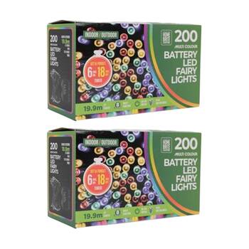 2x 200pc Home Brite Battery Operated Outdoor LED Fairy String Lights Assorted