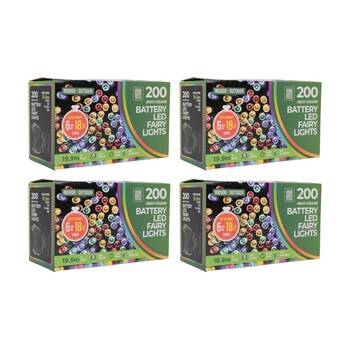 4x 200pc Home Brite Battery Operated Outdoor LED Fairy String Lights Assorted