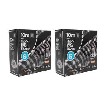 2PK Home Brite Outdoor LED Solar Rope String Lights 10 Metres White