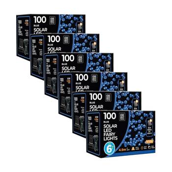 6PK Home Brite Outdoor LED Solar Fairy String Lights 4.9 Metres Blue